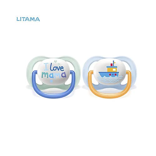پستانک اونت Ultra Air Happy (0-6 ماه) AVENT – طرح آی لاو MAMA رنگ آبی