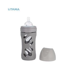 شیشه شیر شیشه ای آنتی کولیک 260 میلی لیتر طوسی پاستل تویست شیک